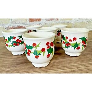 Lenox 5 Holiday Holly Berry Christmas Cup Mug Set Egg Nog Tom Collin Mcm Retro